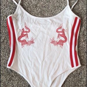 White with red snake onesie